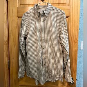 L.L. Bean yellow checked men’s button down shirt size M